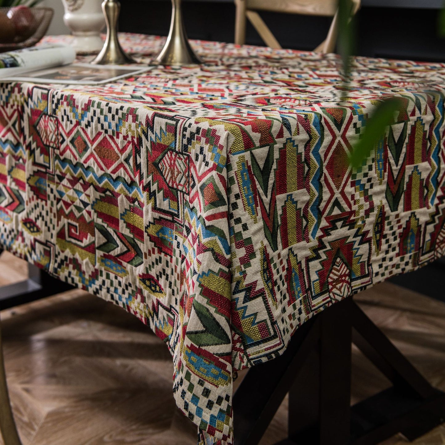 Rustic Bohemian Decorative Tablecloth Linen Dining Table Cover Nordic Style Geometric Tapestry Table Cloth For Kitchen Table Bohemia Home Decoration