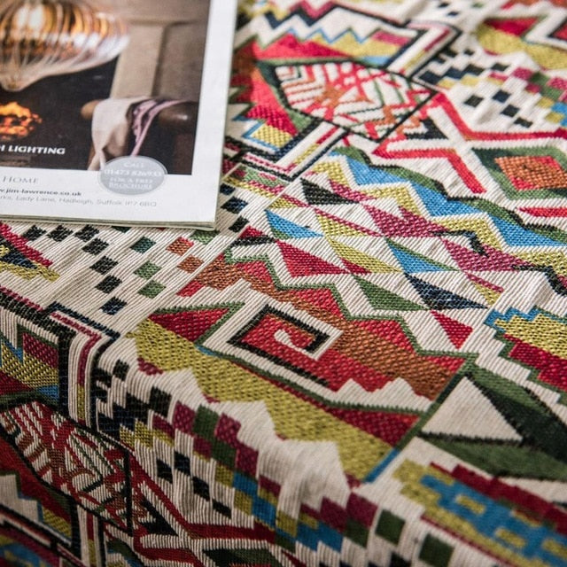 Rustic Bohemian Decorative Tablecloth Linen Dining Table Cover Nordic Style Geometric Tapestry Table Cloth For Kitchen Table Bohemia Home Decoration