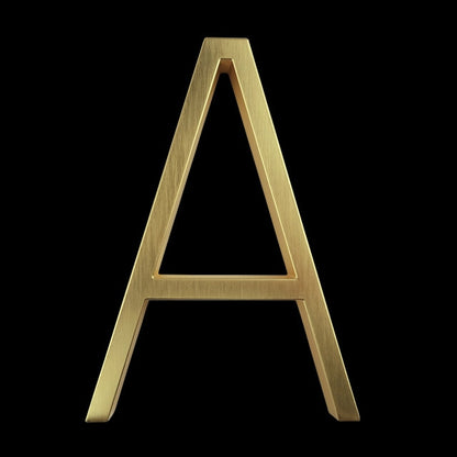 Modern Golden House Numbers 125mm / 5inch Floating Or Flush Mounted Outdoor Signage Satin Brass Numerals For Front Door Numbers #0-9