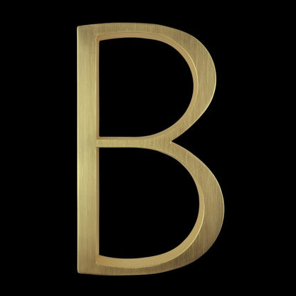 Modern Golden House Numbers 125mm / 5inch Floating Or Flush Mounted Outdoor Signage Satin Brass Numerals For Front Door Numbers #0-9