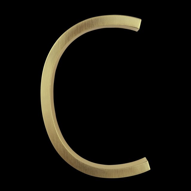 Modern Golden House Numbers 125mm / 5inch Floating Or Flush Mounted Outdoor Signage Satin Brass Numerals For Front Door Numbers #0-9