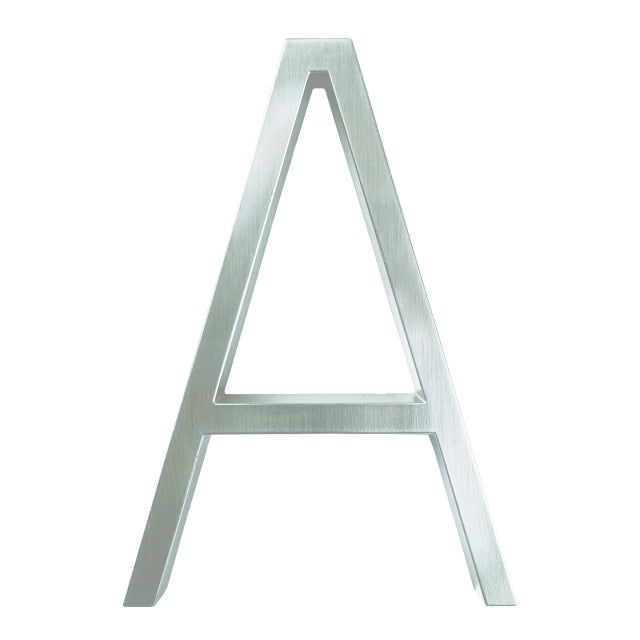 Silver Floating House Numbers For Front Door 12cm Numbers #0-9 Alphabet Letters ABC Zinc Alloy Weather Resistant Modern Outdoor Signage For Home or Office