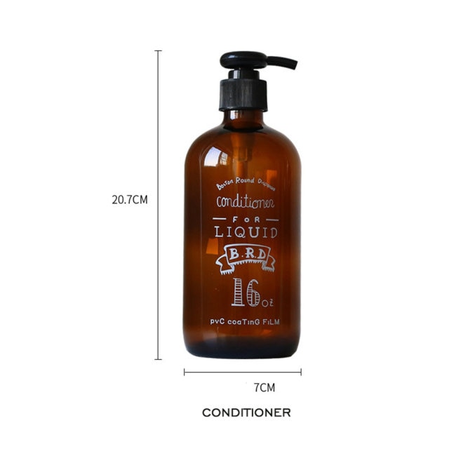 Modern Brown Glass Liquid Cosmetics Pump Dispensers For Storing Shampoo Conditioner Body Soap Sanitizer Essential Stylish Nordic Bathroom Washroom Accessories