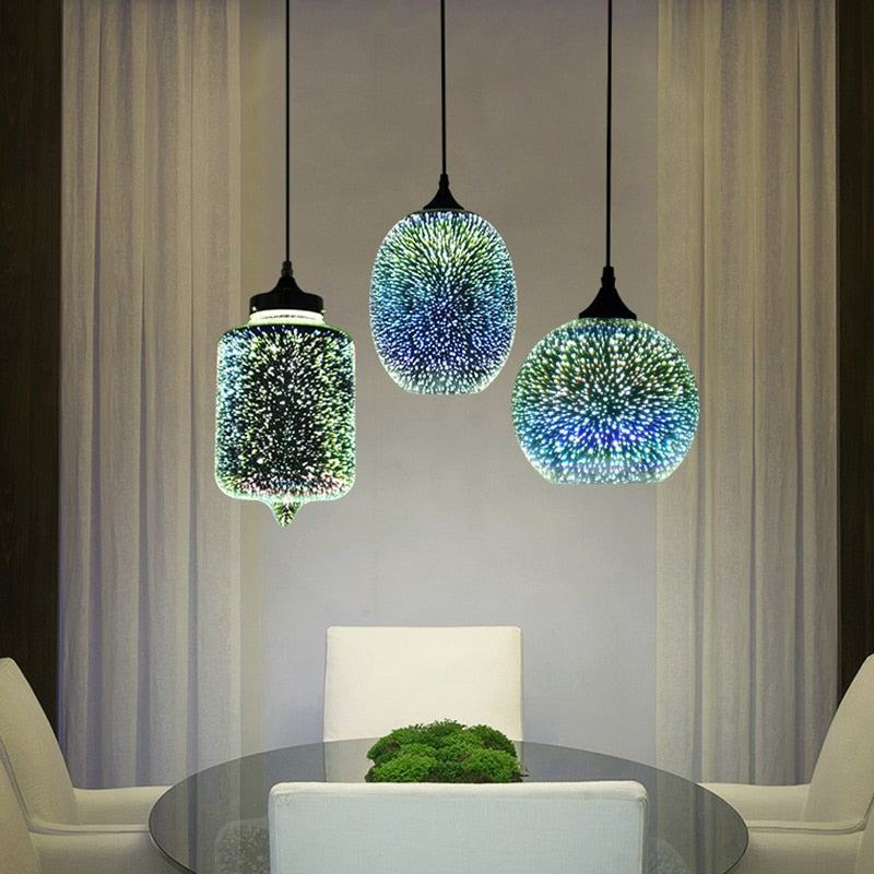 Starry Night Pendant Lights Colorful Creative Glass Lampshade Hanging Lights With Creative Color Effect Modern Home Lighting Solution For Home Restaurant Lounge Decor