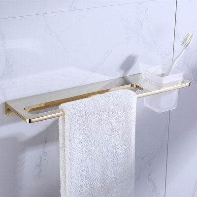 Shiny Brass Bathroom Shelf Shower Rack For Holding Towel And Accessories Polished Brass Bathroom Fixtures And Fittings