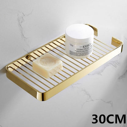 Shiny Brass Bathroom Shelf Shower Rack For Holding Towel And Accessories Polished Brass Bathroom Fixtures And Fittings