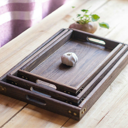 Nostalgic Retro Wooden Storage Tray For Kitchen Food or Bedroom Cosmetics Tray Dinner Serving Tray Rectangle Tray For Handy Home Storage 3 Sizes 1 Piece