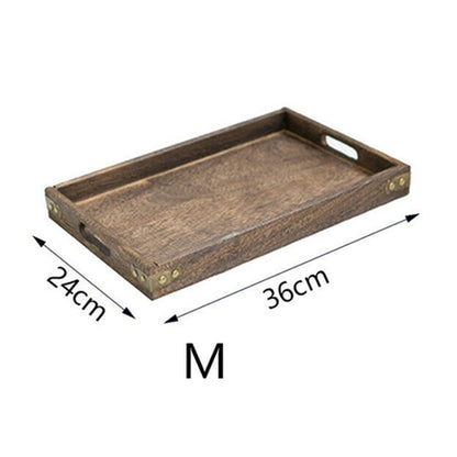 Nostalgic Retro Wooden Storage Tray For Kitchen Food or Bedroom Cosmetics Tray Dinner Serving Tray Rectangle Tray For Handy Home Storage 3 Sizes 1 Piece