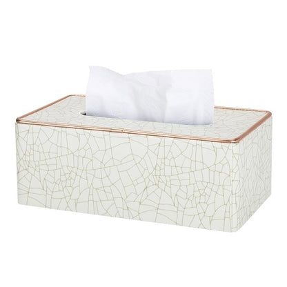 Marble Grain Desktop Tissue Box Nordic Style Washroom Towel Dispenser Tissue Box For Office Home Kitchen Living Room PU Leather With Golden Metal Rim