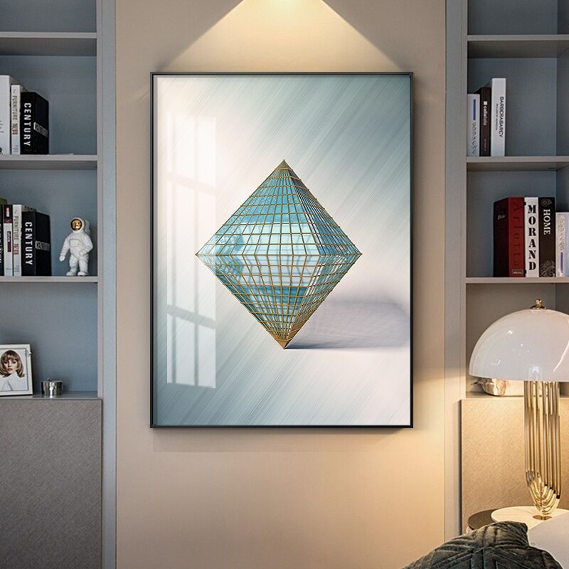 Modern Abstract Geometric Industrial Architectural Wall Art Fine Art Canvas Prints Pictures For Urban Loft Apartment Luxury Living Room Home Office Decor