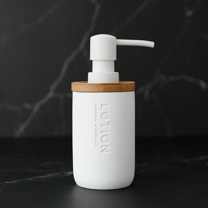 Modern Designer Bathroom Accessories Brush Rinse Soap Lotion Dispenser Toothbrush Holder Soap Tray Gargle Cup Washroom Set in Matte Black or Matte White