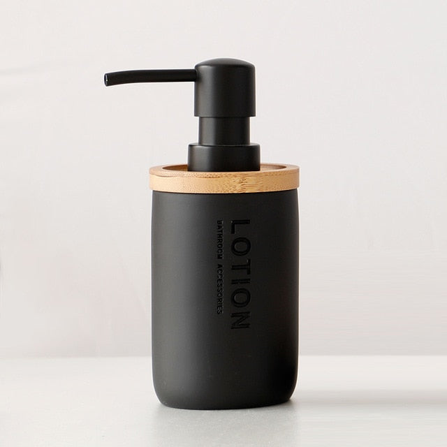 Modern Designer Bathroom Accessories Brush Rinse Soap Lotion Dispenser Toothbrush Holder Soap Tray Gargle Cup Washroom Set in Matte Black or Matte White