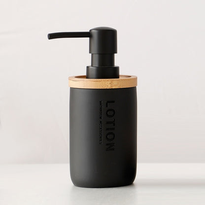 Modern Designer Bathroom Accessories Brush Rinse Soap Lotion Dispenser Toothbrush Holder Soap Tray Gargle Cup Washroom Set in Matte Black or Matte White