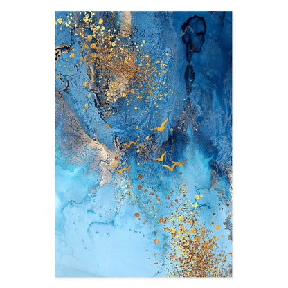 Deep Blue Marble Golden Sea Scandinavian Wall Art Fine Art Canvas Prints Contemporary Picture For Living Room Bedroom Nordic Style Home Decor