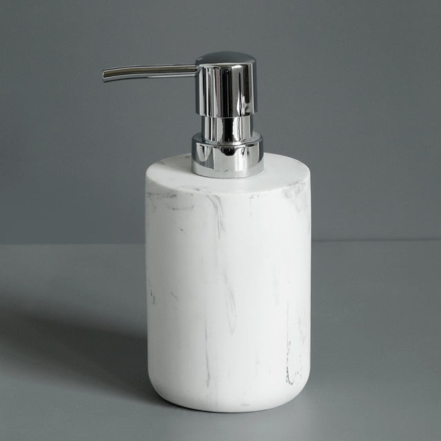 Minimalist Black White Marble Style Bathroom Accessories Set Liquid Soap Dispenser Toothbrush Holder Rinse Cup Soap Dish Toilet Brush Modern Washroom Essentials