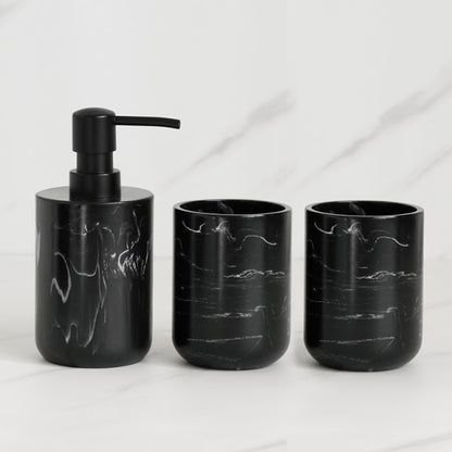 Minimalist Black White Marble Style Bathroom Accessories Set Liquid Soap Dispenser Toothbrush Holder Rinse Cup Soap Dish Toilet Brush Modern Washroom Essentials