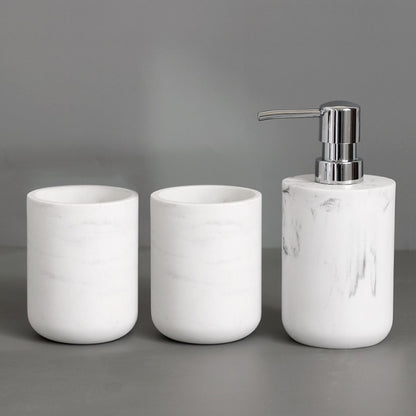Minimalist Black White Marble Style Bathroom Accessories Set Liquid Soap Dispenser Toothbrush Holder Rinse Cup Soap Dish Toilet Brush Modern Washroom Essentials