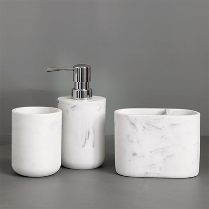 Minimalist Black White Marble Style Bathroom Accessories Set Liquid Soap Dispenser Toothbrush Holder Rinse Cup Soap Dish Toilet Brush Modern Washroom Essentials