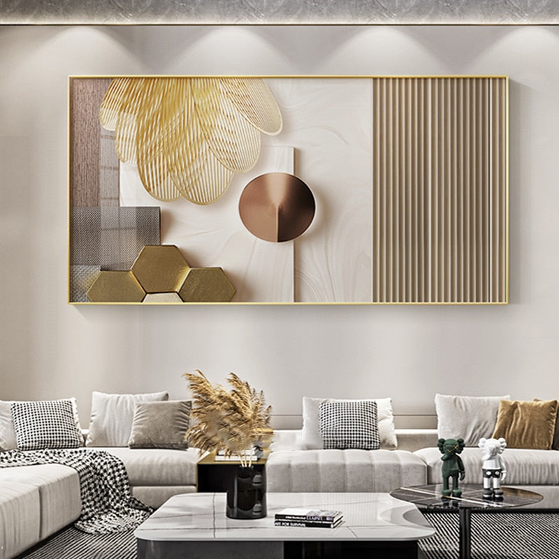 Modern Golden Brown Beige Textural Abstract Wall Art Fine Art Canvas Prints Pictures For Contemporary Apartment Living Room Luxury Home Office Interior Decor