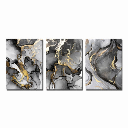 Golden Black Gray Marble Print Wall Art Fine Art Canvas Posters Modern Abstract Pictures For Luxury Loft Apartment Living Room Home Office Interior Design