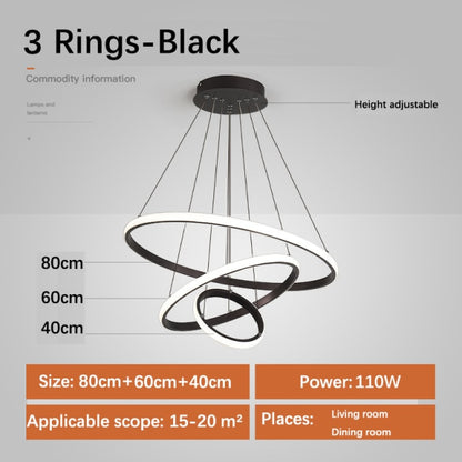 Modern Minimalist LED Chandelier With 3/4/5 Round Floating Light Rings Contemporary Abstract Lighting Rig For Living Room Dining Room Loft Home Office Decor