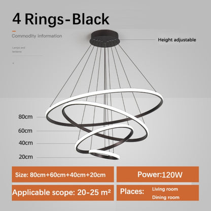 Modern Minimalist LED Chandelier With 3/4/5 Round Floating Light Rings Contemporary Abstract Lighting Rig For Living Room Dining Room Loft Home Office Decor