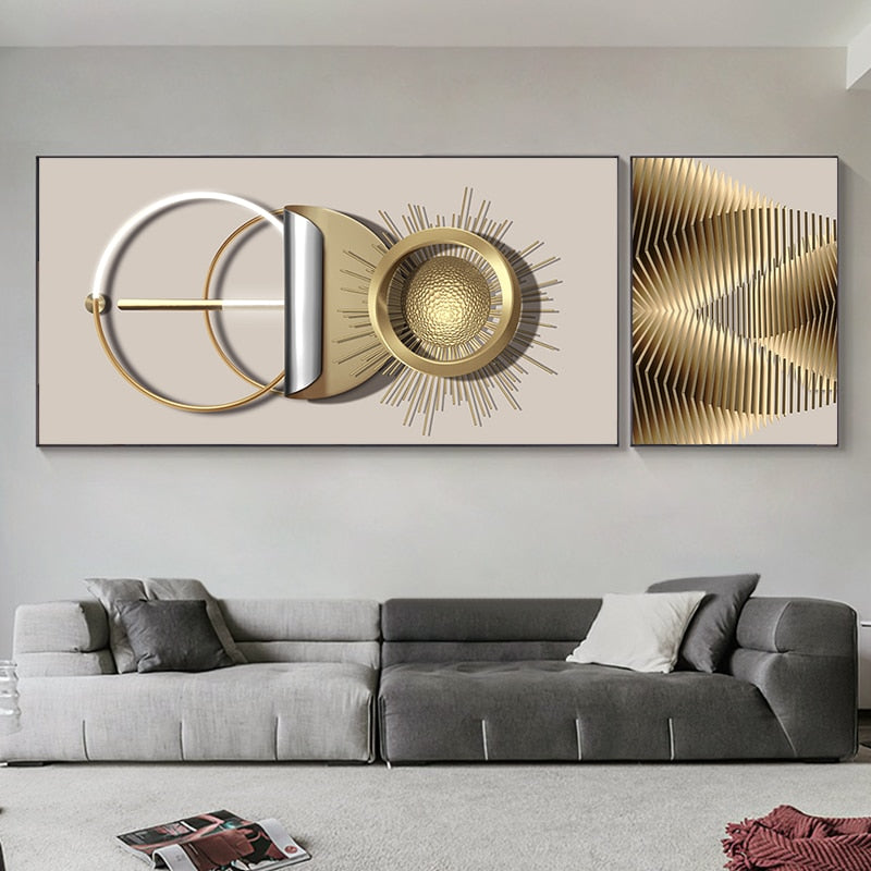 Golden Sun Abstract Retro Industrial Wall Art Fine Art Canvas Prints Neutral Colors Minimalist Modern Aesthetics Luxury Pictures For Living Room Home Decor
