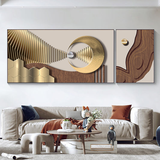 Modern Abstract Geometry Sun And Moon Wall Art Fine Art Canvas Prints Futuristic 3d Visual Effect Pictures For Luxury Living Room Trending Home Decor
