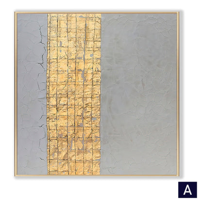 Modern Abstract Architectural Wall Art Golden Gray Fine Art Canvas Prints Pictures For Luxury Living Room Dining Room Restaurant Boutique Hotel Art Decor