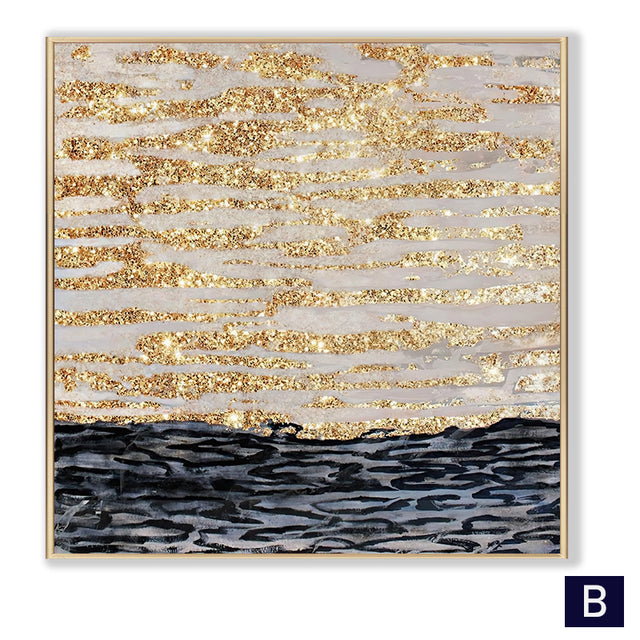 Modern Abstract Architectural Wall Art Golden Gray Fine Art Canvas Prints Pictures For Luxury Living Room Dining Room Restaurant Boutique Hotel Art Decor