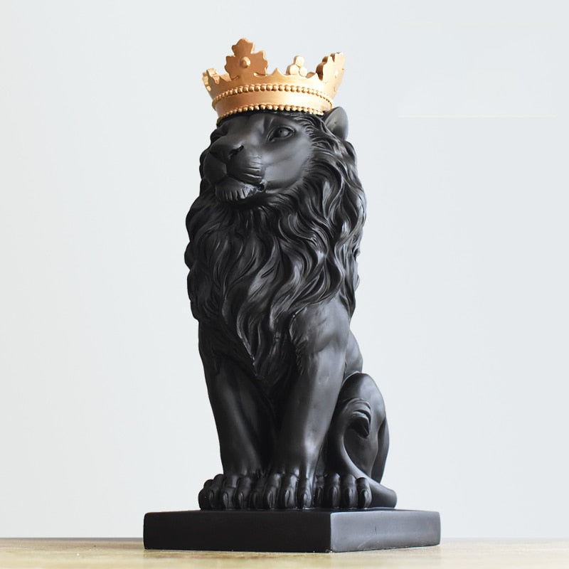 Handsome King Lion Figurine Resin Statue Mantelpiece Decor Desktop Stately Regal Mascot Nordic Style Decor Mantelpiece Ornaments