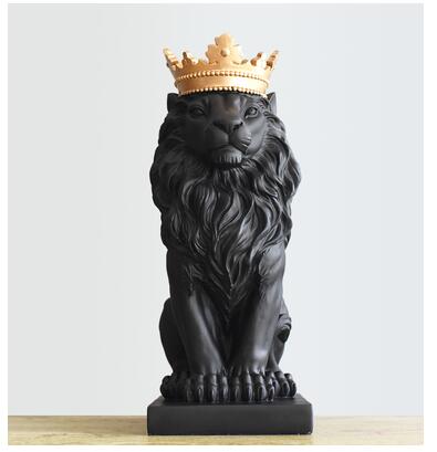 Handsome King Lion Figurine Resin Statue Mantelpiece Decor Desktop Stately Regal Mascot Nordic Style Decor Mantelpiece Ornaments