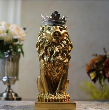 Handsome King Lion Figurine Resin Statue Mantelpiece Decor Desktop Stately Regal Mascot Nordic Style Decor Mantelpiece Ornaments