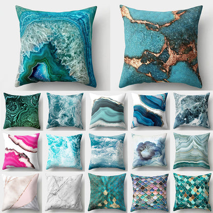 Nordic Style Marble Print Cushion Cases Colorful Pink Agate Thai Dye Geometric Cushion Covers For Modern Living Room Glam Home Decor