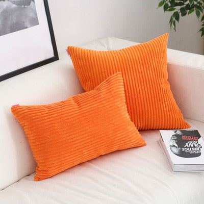 Soft Velvet Corduroy Cushion Case Bright Colors Decorative Pillow Case Chunky Stripes Latest Style Colors Cushion Covers For Living Room Sofa Decor 45x45cm/60x60cm