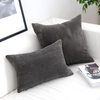 Soft Velvet Corduroy Cushion Case Bright Colors Decorative Pillow Case Chunky Stripes Latest Style Colors Cushion Covers For Living Room Sofa Decor 45x45cm/60x60cm