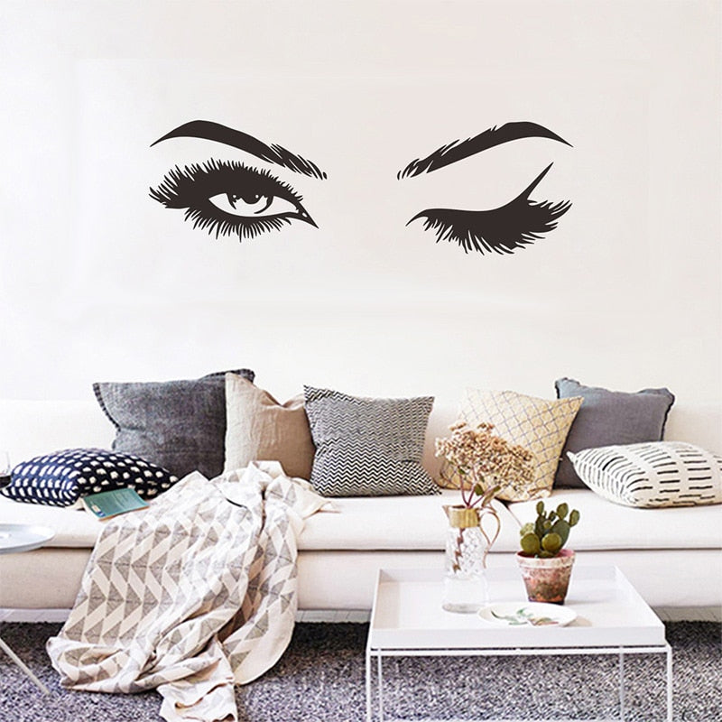 Sexy Eyes Wall Art Mural Decals Pretty Eyelashes Stick Room Decorations For Salon Bedroom Living Room Wall Decor