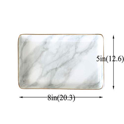 Nordic Style Marble Ceramic Trays Jewelry Display Platelets For Ring Necklace Bedroom Cosmetic Organizer Tableware Snack Plates