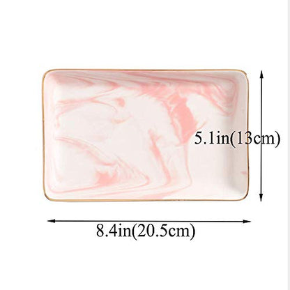 Nordic Style Marble Ceramic Trays Jewelry Display Platelets For Ring Necklace Bedroom Cosmetic Organizer Tableware Snack Plates
