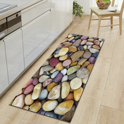 Non-Slip Kitchen Floor Pebble Mat 3D Effect Printed Anti-Slip Kitchen Floor Mat Water Absorbent Mat For Kitchen Gym Exercise Mat