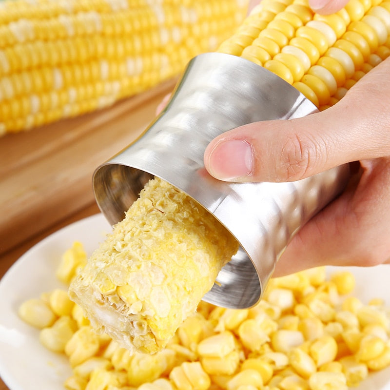 Stainless Steel Corn Cob Stripping Tool Handy Quick Corn Stripper Cob Peeler Vegetable Peeling Coring Tools Handy Kitchen Gadget Utensil